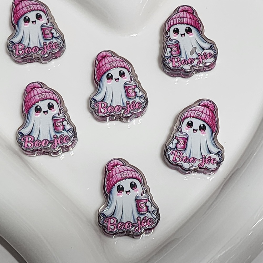 Ghost Boojee Beads 2 Pcs Focal Bead Beaded Pen Craft Charm Jewelry Halloween